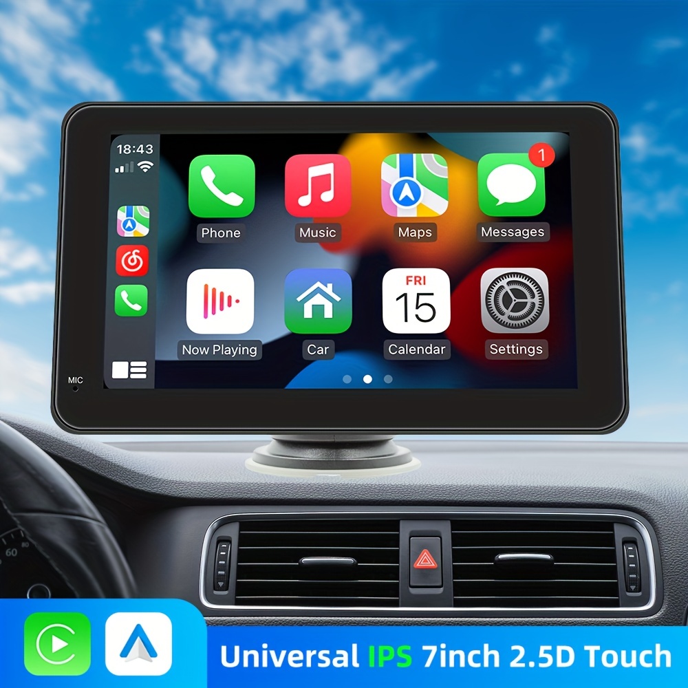 StÃ©rÃ©o de voiture portable sans fil avec Ã©cran tactile IPS7 , CarPlay, Android Auto, lecteur Ã  limitation automatique, Mirror Link, Siri, BT, Navi n° 1