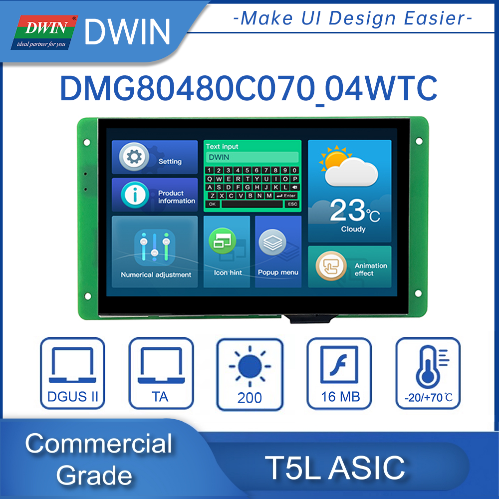 DWIN 7 pouces LCD Tech 800*480 RS232/TTL HMI Ã‰cran Tactile Commercial Smart UART TFT Affichage DMG80480C070-04W n° 1