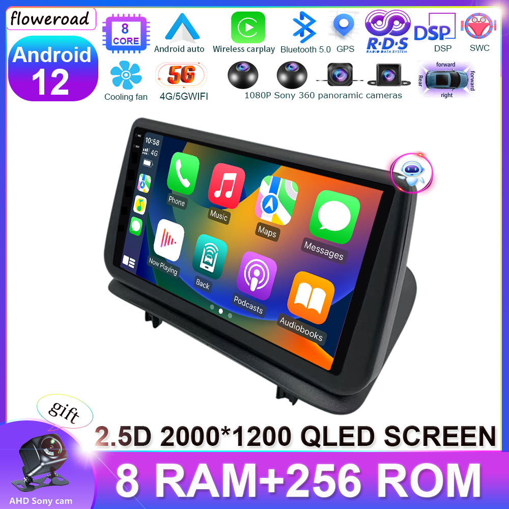 Autoradio Android 12, DSP QLED, Navigation GPS, Lecteur VidÃ©o, Carplay, Limitation, pour Voiture Renault Clio 3 Clio3 (2006, 2007, 2008-2019) n° 1