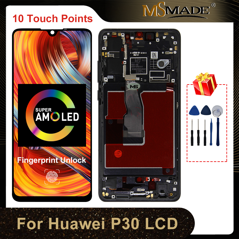 6.1 Super AMOLED Pour Huawei P30 LCD ELE-L29 ELE-L09 ELE-AL00 Ã‰cran Tactile Digitizer PiÃ¨ces De Rechange D'empreintes Digitales n° 1