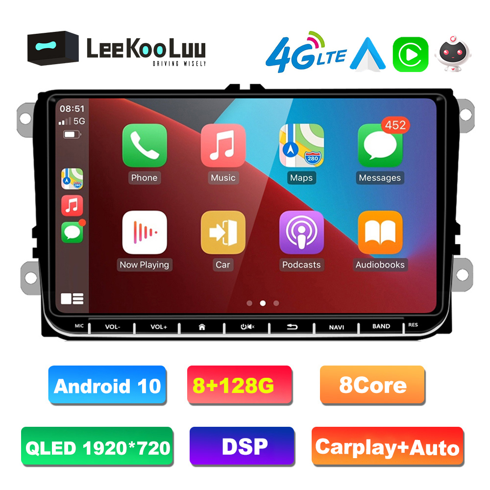 LeeKooLuu-Autoradio 9 pouces, Android, navigation GPS, stÃ©rÃ©o, 2DIN, pour voiture VW, Volkswagen, Golf, Polo, Jetta, Passat, Skoda, Octavia, Seat n° 1