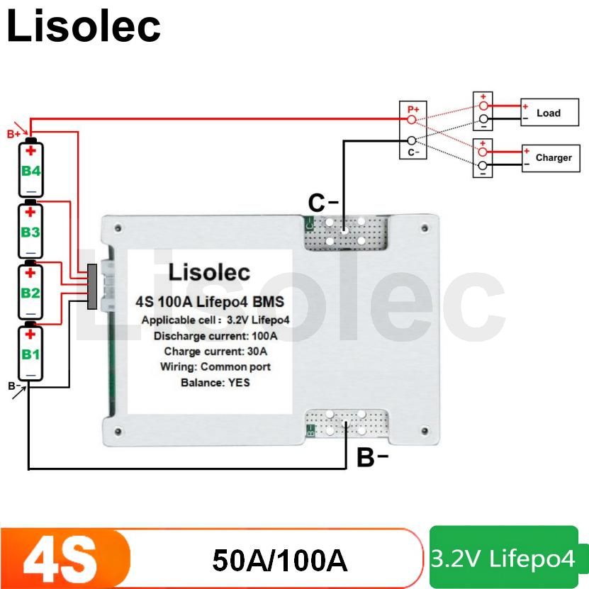 Lifepo4 BMS 4S 12V avec L'Ã©quilibre 50A 100A de DÃ©charge de Charge de Protection 12.8V Batterie de Phosphate de Fer de Lithium ProtÃ©ger Module n° 1