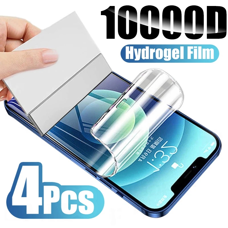 Protecteur d'Ã©cran en silicone TPU pour iPhone, film hydrogel souple, pas de verre, protecteur pour iPhone 15, 14, 13, 12, 11 Pro Max, XS, Poly X, 7, 8, 15 Plus, 4 piÃ¨ces n° 1