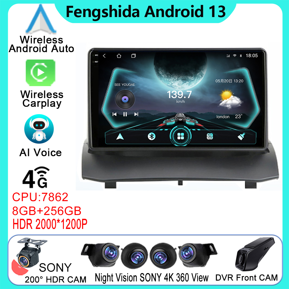 Autoradio Android 13 pour Ford Fi.C. MK7 2009 -2017, Navigation sans fil, Lecteur vidÃ©o, Carplay, Auto, 5G, WiFi, No 2Din DVD, Limitation n° 1