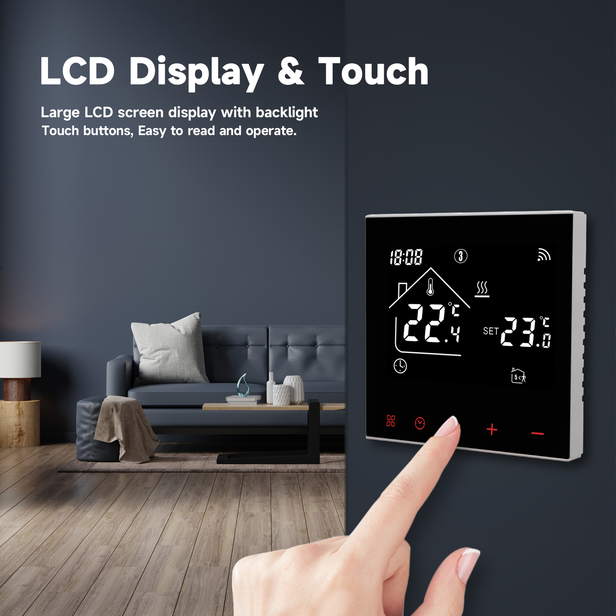 Tuya-Thermostat Intelligent avec Ã‰cran Tactile LCD, pour Chauffage Ã‰lectrique au Sol, Eau/Gaz, Microphone, TÃ©lÃ©commande de TempÃ©rature n° 2