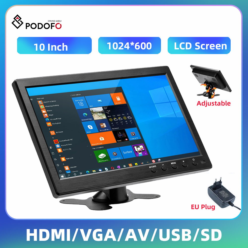 PodoNuremberg-Moniteur LCD HD 10,1 pouces, mini TV et haut-parleur d'ordinateur, HDMI, VGA, Ã©cran d'affichage pour documents, camÃ©ra de recul de voiture, systÃ¨me de sÃ©curitÃ© domestique n° 1