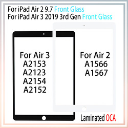 Écran tactile avant en verre laminé OCA pour iPad Air 2 A1566 A1567 Air 3 2019 A2153 A2123 A2154 A2152, 1 pièce