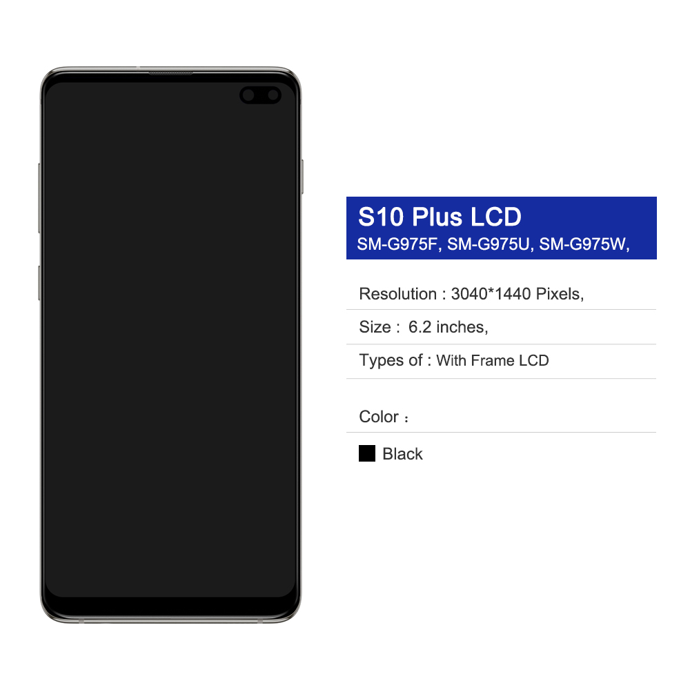 Ã‰cran tactile LCD de remplacement avec chÃ¢ssis, pour Samsung Galaxy S10 Plus/S10 + G975F, bien testÃ© n° 2