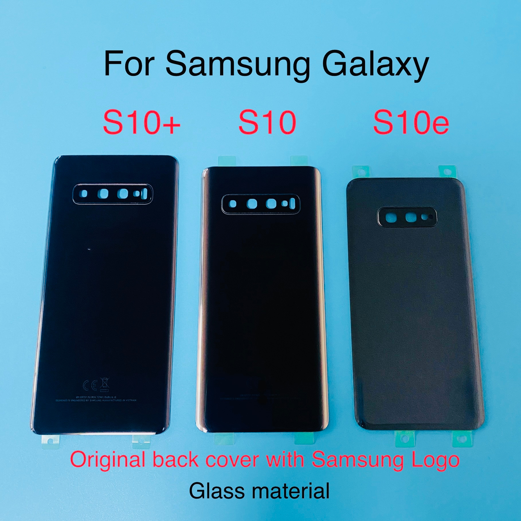 Verre arriÃ¨re d'origine pour Samsung Galaxy S10 S10 Plus S10 + S10e, couvercle de batterie, panneau de boÃ®tier de porte arriÃ¨re avec cadre d'objectif en verre pour appareil photo n° 1