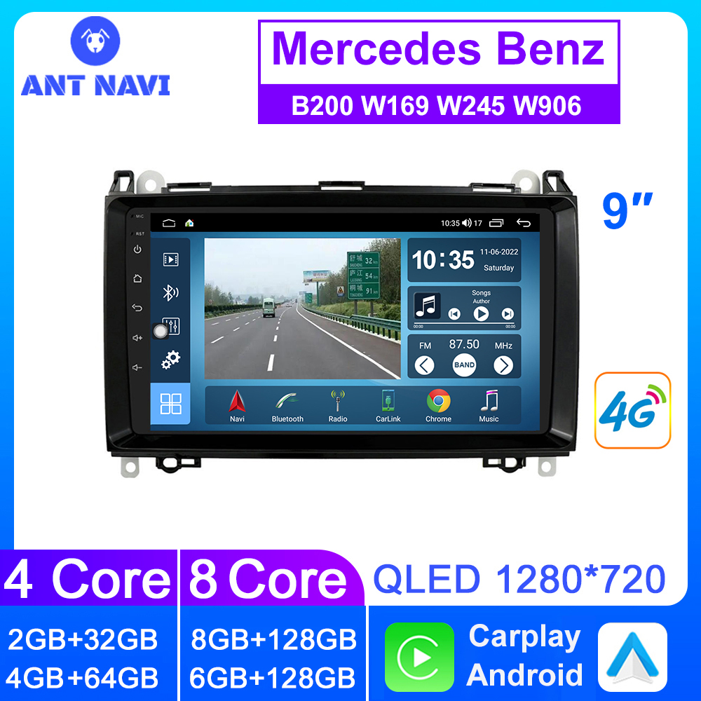 Autoradio Android pour Mercedes Benz, AntNavi, 9 pouces, B200, Wrational, W245, W639, W906, Sprinter, B160, B170, Vito, Viano, Ã©cran DVD 2Din, lecteur d'Ã©cran n° 1