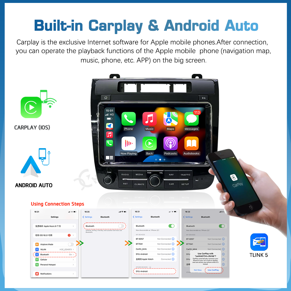 Lecteur vidÃ©o pour Volkswagen Touareg FL NF, Android 11, Radio Carplay, 4G Permanence, 8 + 8.8G DSP, Auto Stereo, Limitation, 2011 , 2018-128 n° 4