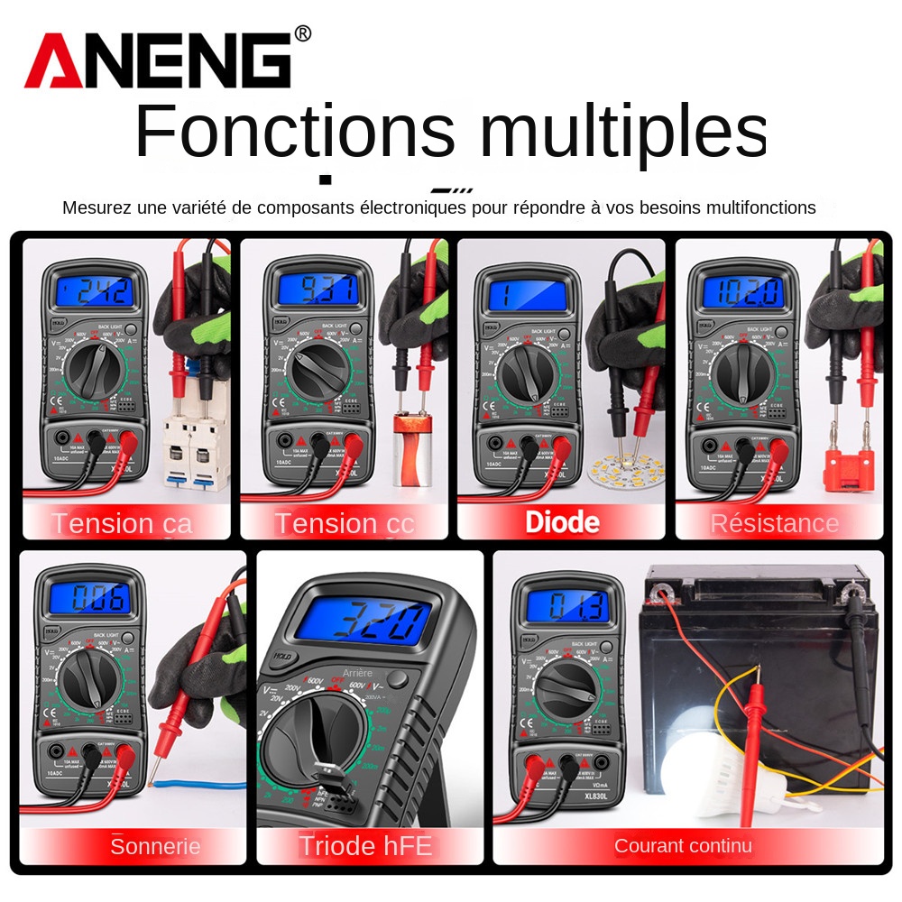 ANENG-MultimÃ¨tre numÃ©rique XL830L, testeur ESR, compteur Ã©lectrique automobile, transistor Dmm, testeur Patricia, compteur de puzzles, compteur d'itance n° 4