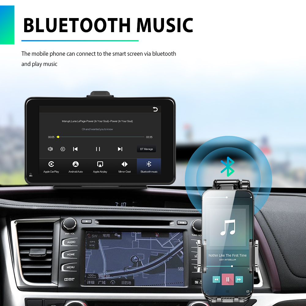 Podofo â€“ moniteur CarPlay sans fil avec Ã©cran IPS HD de 7 pouces, lecteur multimÃ©dia vidÃ©o de tableau de bord Android Auto, voix Ai, Radio FM BT n° 3