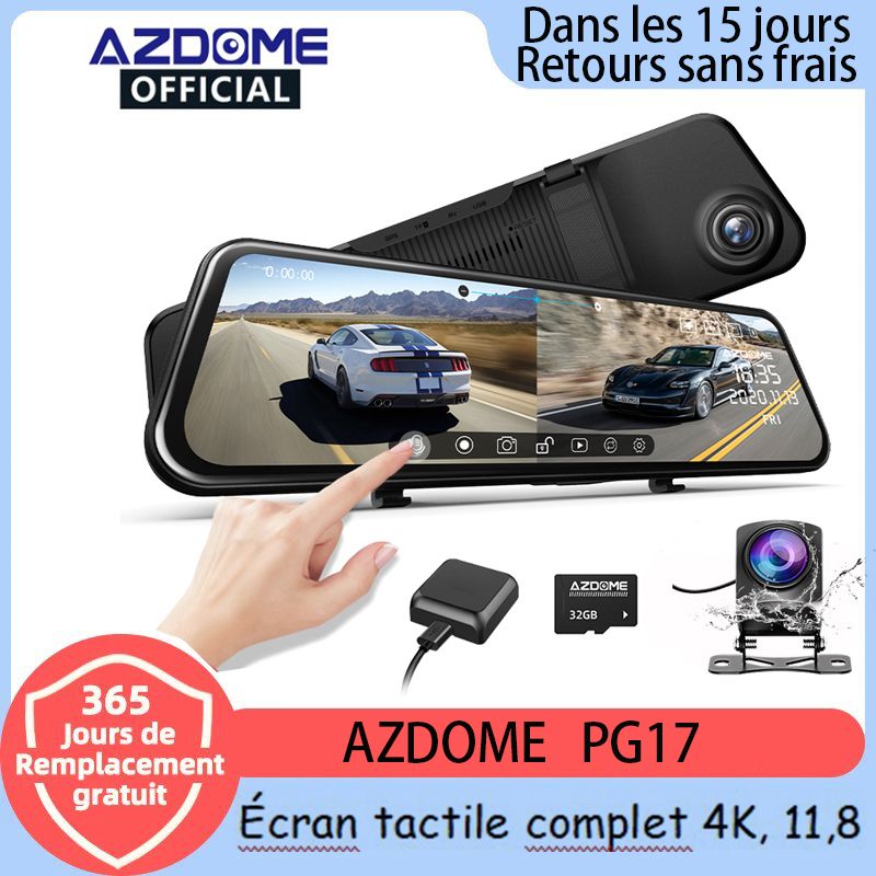 AZDOcloser-CamÃ©ra de tableau de bord miroir pour voitures, avant et arriÃ¨re, touristes, Ã©cran tactile complet 11.8 , vision nocturne 2K, camÃ©ra de recul, Ical17 n° 1