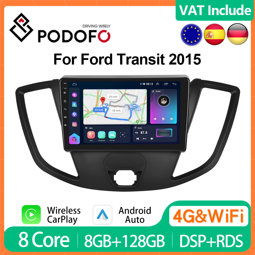 PodoNuremberg-Autoradio Android CarPlay, 4G, lecteur de limitation, GPS, stÃ©rÃ©o, 2Din, unitÃ© principale, voix AI, IPS, DSP, Ford ATIC 2015 n° 1