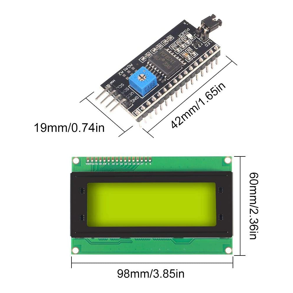 Hosp2004-Moniteur d'affichage LCD pour Ardu37, Ã©cran rÃ©tro4.2 bleu et vert, IIC, I2C, 2004, 20tage, 5V Rick, 2004 n° 2