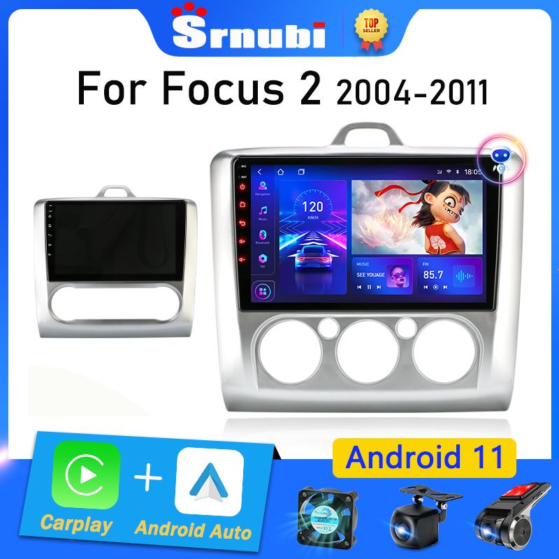 Srnubi-Autoradio Android 11, Navigation GPS, Carplay, Lecteur StÃ©rÃ©o, DVD, 2Din, Limitation, Ford Focus 2, 3, Mk2, Mk3, 2004, 2005 - 2011 n° 1