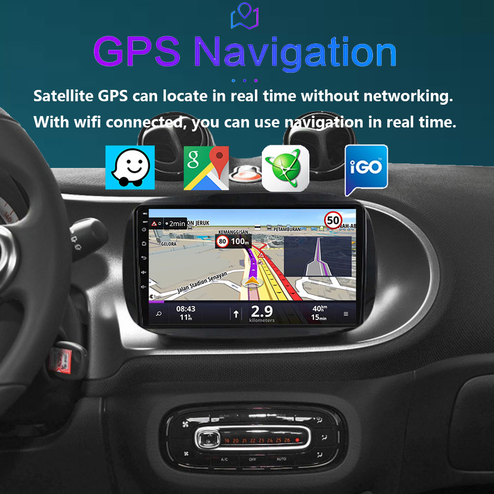 Autoradio Android 12, Navigation GPS, RDS, StÃ©rÃ©o, Carplay, Lecteur Limitation, pour Voiture Mercedes Benz Smart 453, Fortwo 2014, 2015, 2016- 2020 n° 5