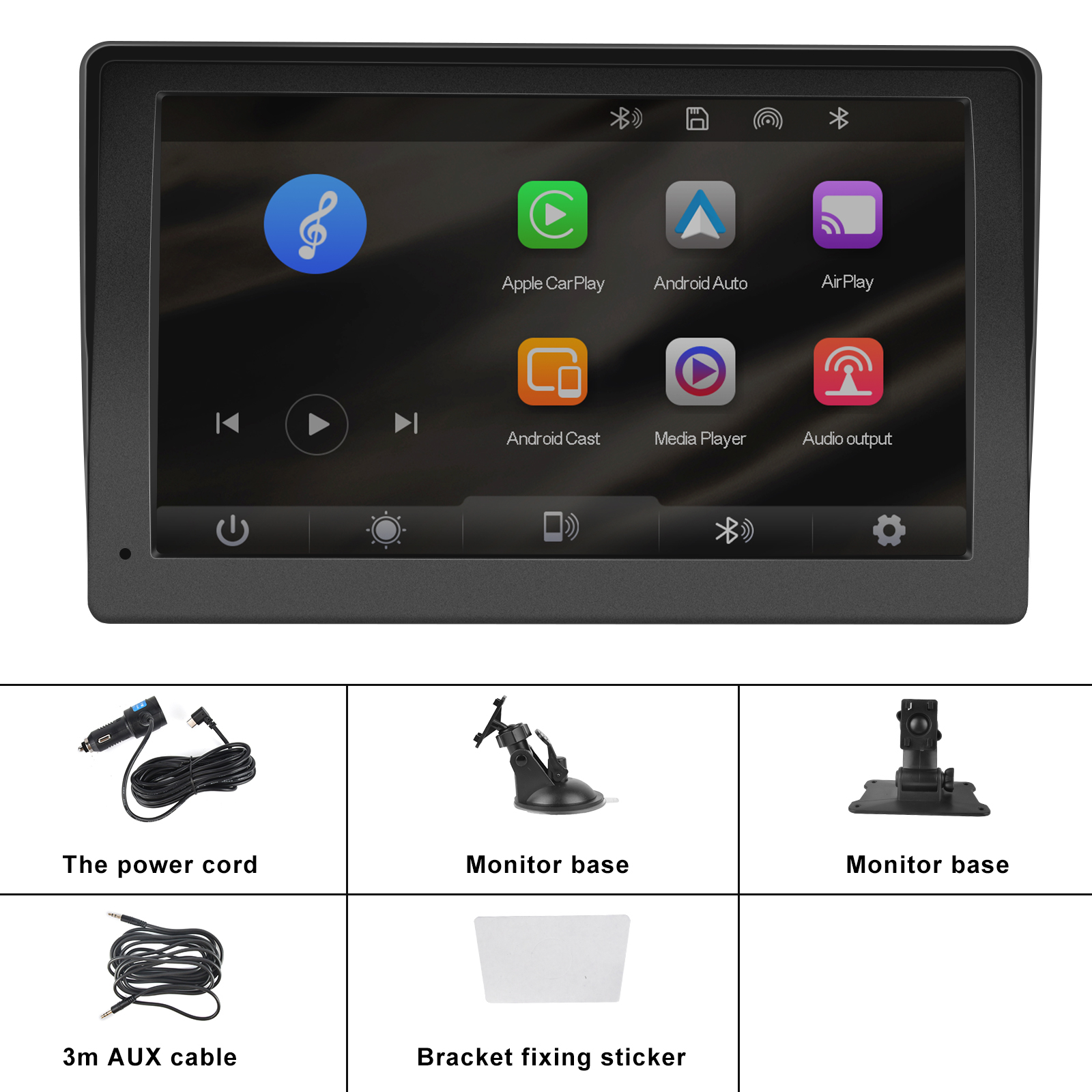 PodoNuremberg-Moniteur de voiture universel, AirPlay, Radio, Limitation, Lecteur vidÃ©o, Portable, HD, Carplay sans fil, Commande vocale automatique, 7 pouces n° 6