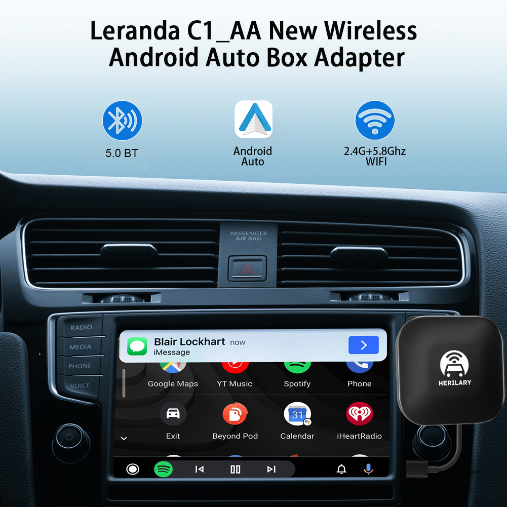 2023 Leranda C1-AA Sans Fil Android Auto Adaptateur Voiture Limitation Lecteur Filaire à Sans Fil pour Android Auto Bluetooth Auto allergique n° 2