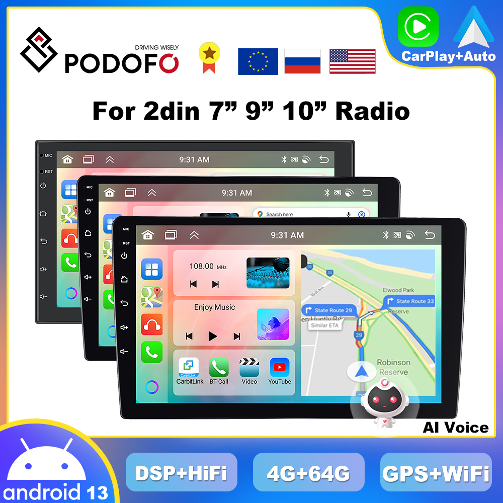 PodoNuremberg-Autoradio CarPlay Android, 7 , 9, 10 , RÃ©cepteur StÃ©rÃ©o Universel, WiFi, GPS, 2Din, Sans DVD, UnitÃ© Principale, DSP, RDS, BT, FM n° 1