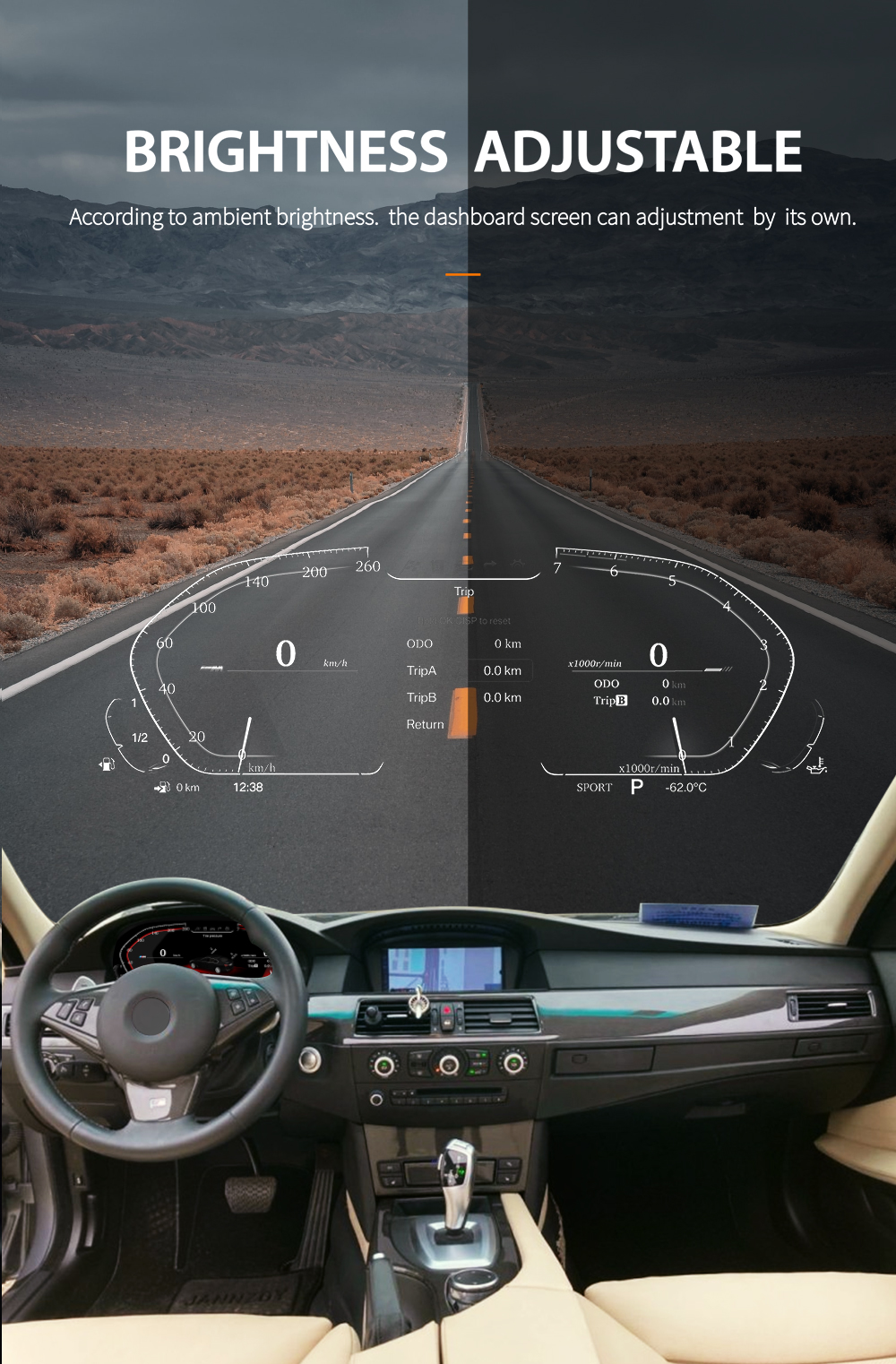 Affichage du tableau de bord du compteur de vitesse LCD numÃ©rique, 2023 pouces, BMW SÃ©rie 5, E60, E61, E63, E64, Dernier instrument d'origine, TÃªte haute, 12.3 n° 5