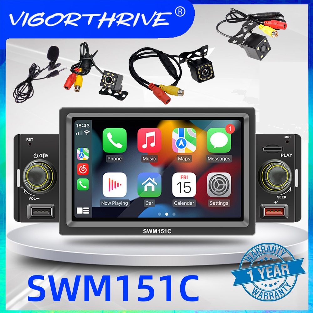 Autoradio Ã  Ã©cran tactile IPS, Android Auto, Apple CarPlay, lecteur MP5, lien miroir, mains libres, USB, SD, TF, Bluetooth, limitation, 1Din, 5 n° 1