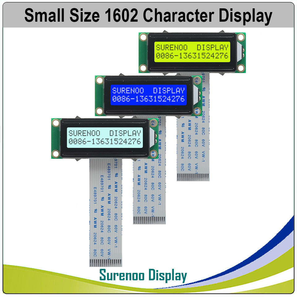 Ã‰cran d'affichage Rick LCD / OLED Tech, LCM, bleu nÃ©gatif avec rÃ©troÃ©clairage LED blanc, plus petit, 16x2, 162, 1602 n° 1