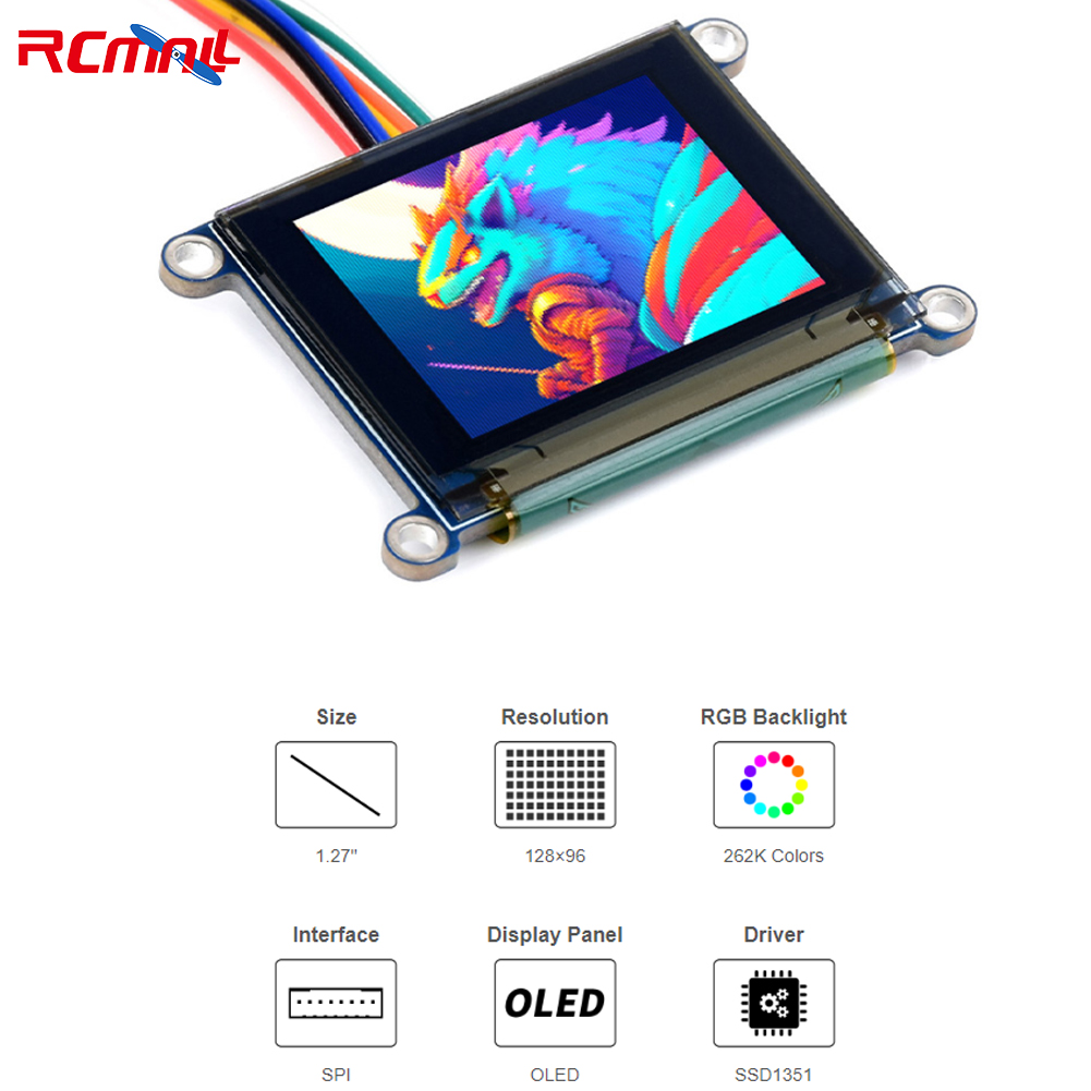 Technologie d'affichage OLED RVB, rÃ©solution 1.27x96, couleurs 128 K, interface Ã©ventuelles I, pilote SSD1351, Ardu37Raspberry Pi STM32, 262 pouces n° 1