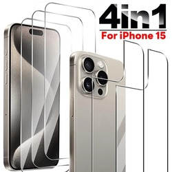 Film de protection d'Ã©cran HD 4 en 1 en verre guatÃ©maltÃ¨que, anti-rayures, pour iPhone 15 Pro Max, 15 Plus