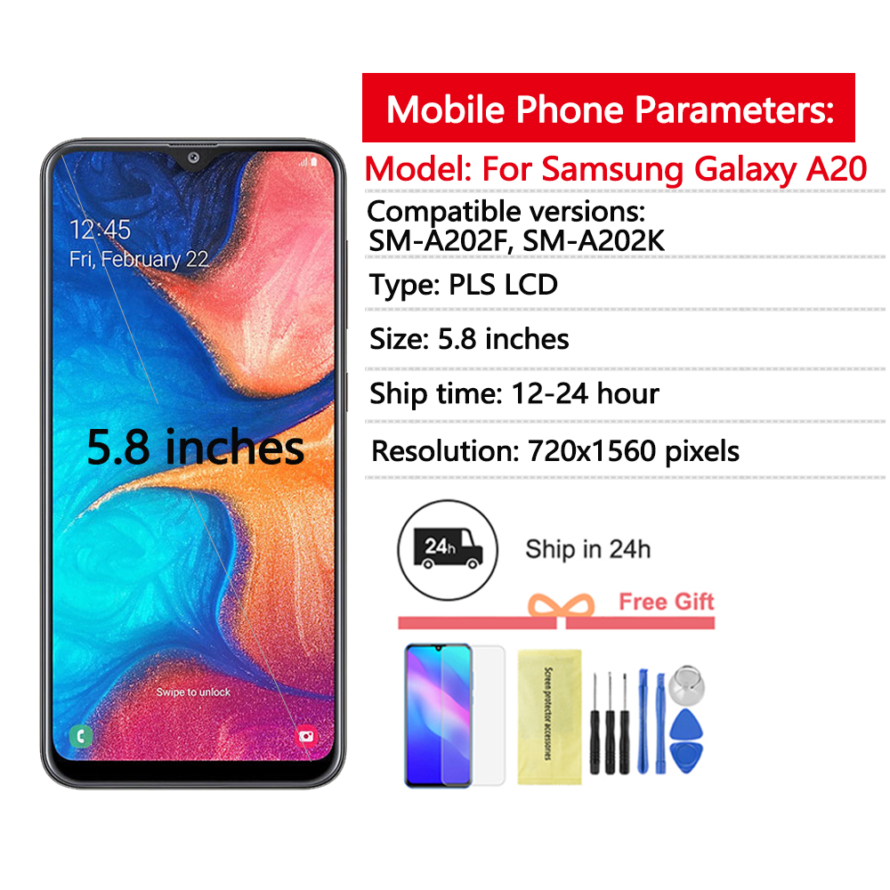 5.8 LCD d'origine pour Samsung Galaxy A20e SM-A202F A202DS A202F/DS AAthLCD Ã©cran tactile HÃ©bergements eur assemblÃ©e remplacement n° 2