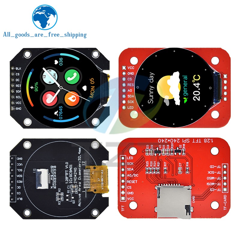 Ã‰cran TFT LCD rond pour Ardu37, technologie RVB, pilote GC9A01, 4 fils, interface Ã©ventuelles I, 1.28x240 PCB, 240 pouces, 240x240 n° 5