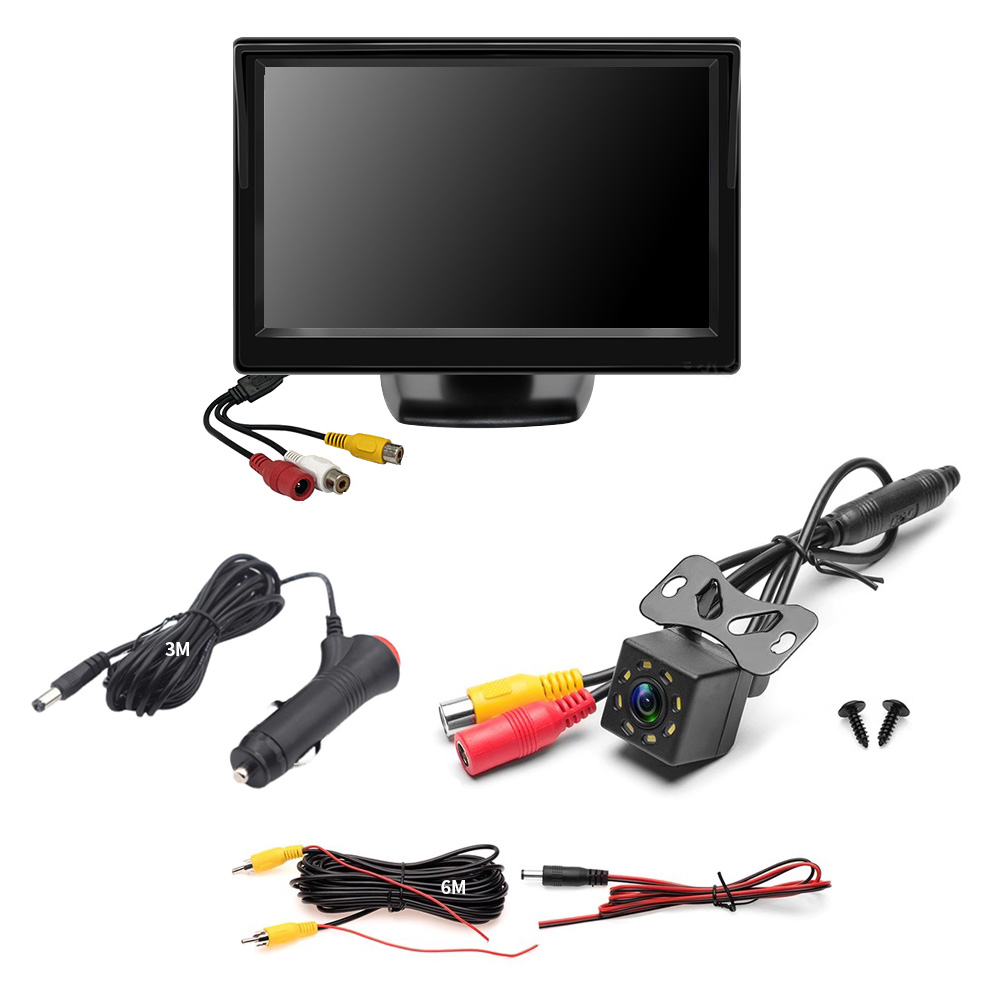 Ã‰cran d'affichage de moniteur HD TFT LCD, entrÃ©e AV bidirectionnelle, camÃ©ra de recul de recul, pliable, Ã©cran de limitation de voiture, 4.3 , 5 n° 3