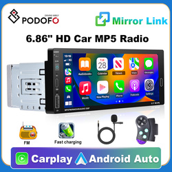 PodoNuremberg-Lecteur Ã  Ã©cran tactile HD pour voiture, Carplay, Auto MP5, Bluetooth, RÃ©cepteur radio FM, Prise en charge TF, CamÃ©ra de recul USB, 1 Din