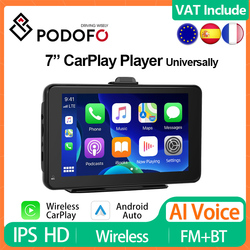 Podofo â€“ moniteur CarPlay sans fil avec Ã©cran IPS HD de 7 pouces, lecteur multimÃ©dia vidÃ©o de tableau de bord Android Auto, voix Ai, Radio FM BT small picture n° 1