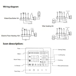 Tuya â€“ Thermostat intelligent WiFi, Ã©cran tactile LCD, pour l'eau, chauffage Ã©lectrique au sol, chaudiÃ¨re Ã  gaz, fonctionne avec Alexa Google small picture n° 6