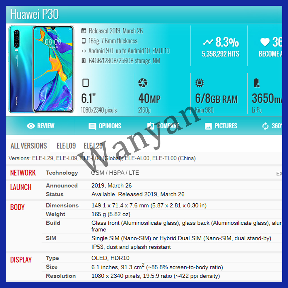 PiÃ¨ces de rechange de HÃ©bergements eur d'Ã©cran tactile d'affichage Ã  cristaux liquides, OLED d'origine, Huawei P30 n° 6