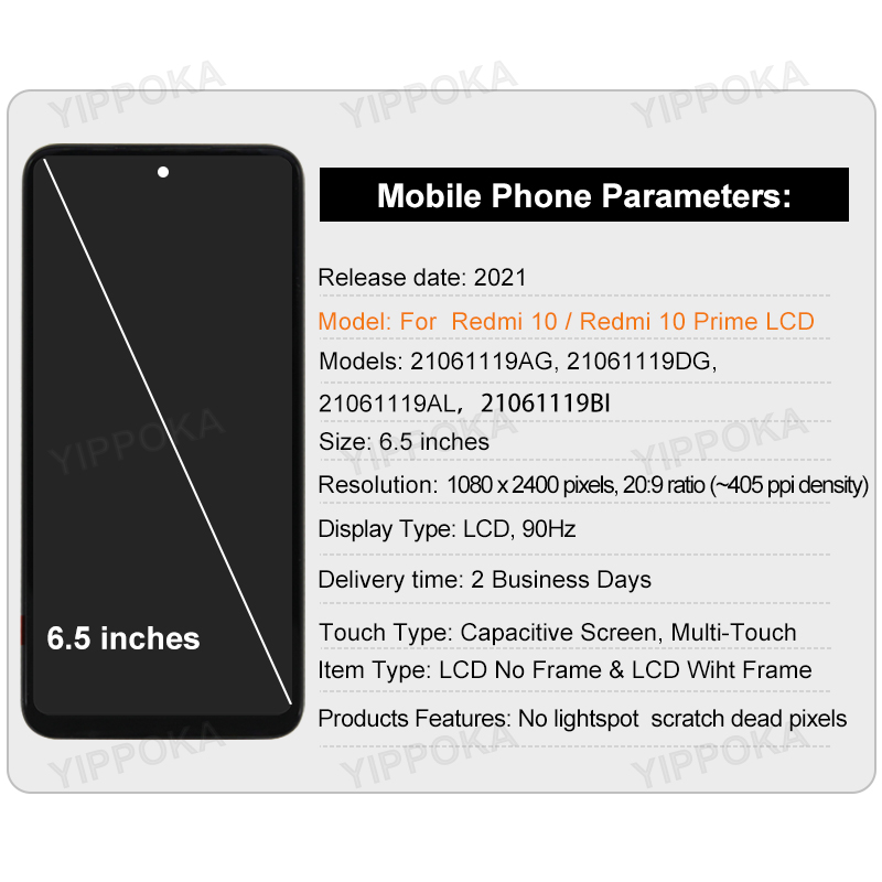 Ã‰cran tactile LCD de remplacement, 6.5 pouces, pour Xiaomi Redmi 10 Prime, Original n° 2