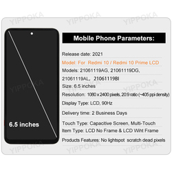 Ã‰cran tactile LCD de remplacement, 6.5 pouces, pour Xiaomi Redmi 10 Prime, Original small picture n° 2