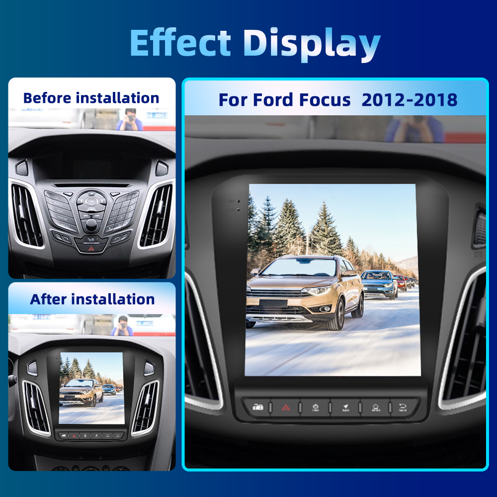 Podofo â€“ autoradio android 11 9.7 pouces, lecteur multimÃ©dia, Ã©cran Vertical, DVD, HIFI, GPS, Carplay, pour voiture Ford Focus (2012 â€“ 2018) n° 2