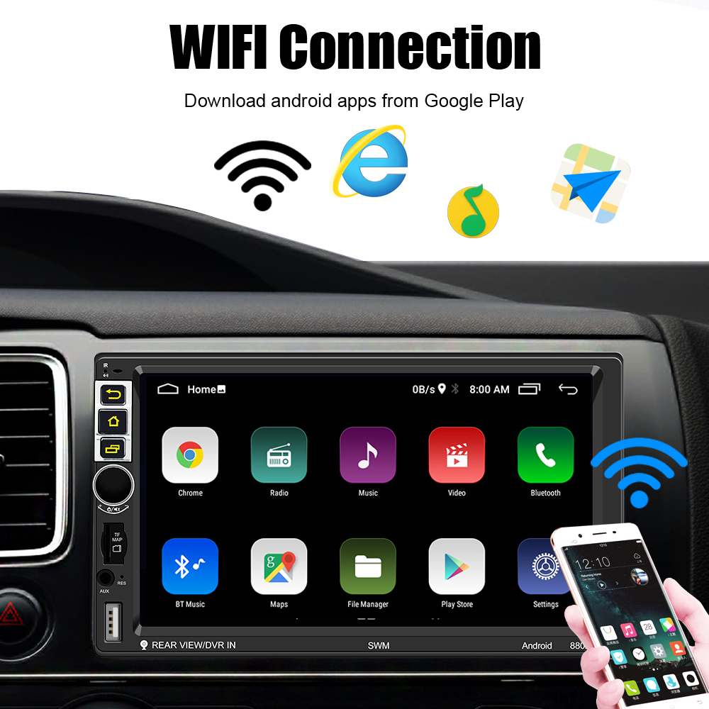 Lecteur MP5 de voiture avec Ã©cran de 7 pouces, transmetteur FM Android, affichage vidÃ©o multimÃ©dia, radio audio automatique, GPS, Bluetooth, WiFi, autoradio universel n° 3