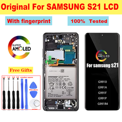 Original Super AMOLED pour Samsung Galaxy S21 5G LCD Affichage Remplacement avec Cadre pour Samsung SM-G991F G991U G991