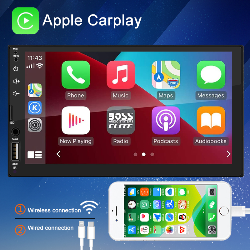 Apple Carplay-Autoradio avec Ã‰cran Tactile de 7 Pouces, RÃ©cepteur StÃ©rÃ©o, Bluetooth, FM, SD, USB, TF, HD, Lecteur MP5, 2Din n° 3