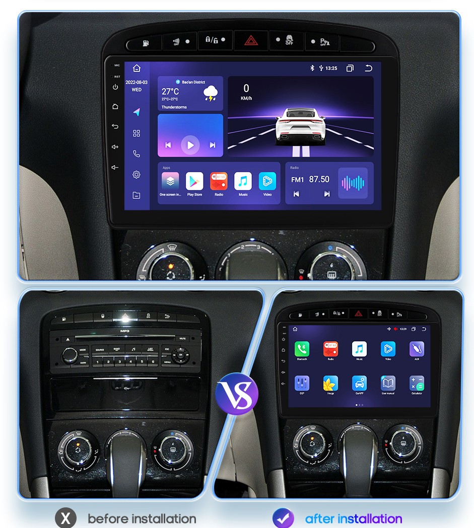 Autoradio Android pour KIT, Carplay, 2 Din Limitation First Screen, 308, 3008, 308 SW, 408, CRZ, 2012 - 2020 n° 2