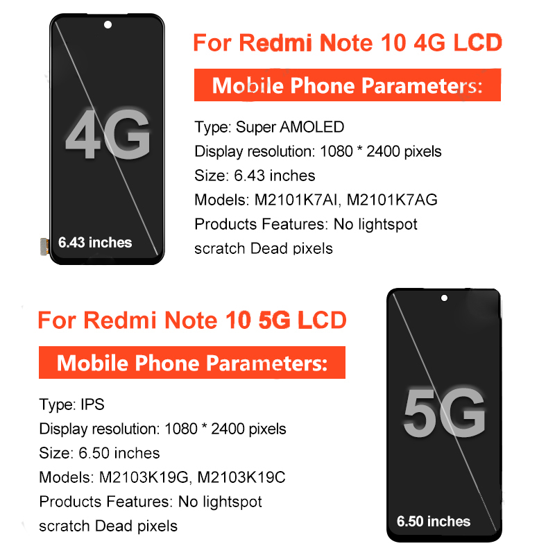 Ã‰cran LCD Super AMOLED pour Redmi Note 10 5G, Verrerie M210, NumÃ©riseur d'Ã©cran 7AI, POCO M3 Pro, M2103K19G, 4G n° 2