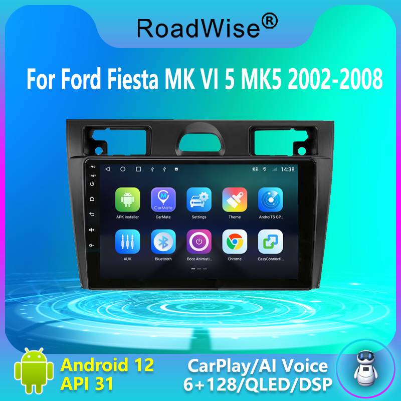 Autoradio multimÃ©dia Android, Carplay, Wifi, 4G, DVD, GPS, 2 Din, navigation, stÃ©rÃ©o, sans lecteur DVD, pour voiture Ford Fiesta Mk VI 5 Mk5 (2002 â€“ 2008) n° 1