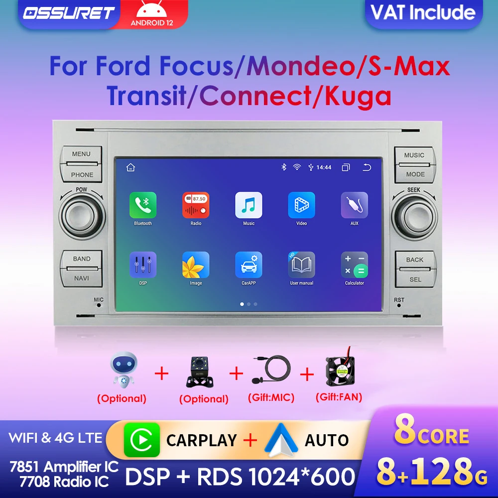 Autoradio Android avec GPS pour Ford Mondeo Fi.C., S-max Focus Galaxy, Ktallergique Kuga, 2Din, NOLilo n° 1