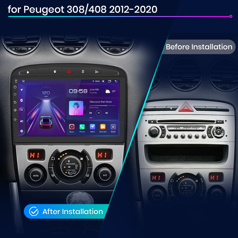 Junsun-Autoradio Android Carplay sans fil pour KIT, 308 308SW, 408, 2012-2020, limitation GPS, 4G WIFI DSP n° 2