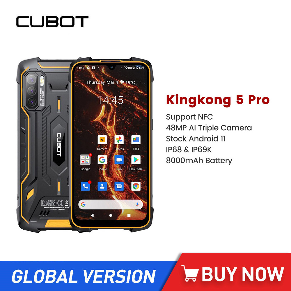 Cubot-Smartphone KingKong 5 Pro, tÃ©lÃ©phone portable robuste et Ã©tanche, 4 Go + 64 Go, 6.088 pouces, 8000mAh, triple camÃ©ra 48MP, tÃ©lÃ©phone portable 4G, matin, NDavid n° 1