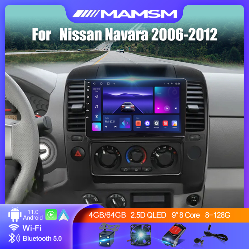 Autoradio Android 12 avec Navigation GPS, Audio StÃ©rÃ©o, Wifi 8 CÅ“urs, Limitation de la Voiture, Nissan Navara 2004 - 2012 n° 1